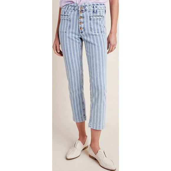 Anthropologie Pilcro High-Rise Striped Acid Wash Slim Jeans Pants Size 29 - Picture 3 of 9